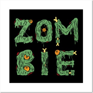 Zombie lettering with bones and eyes Posters and Art